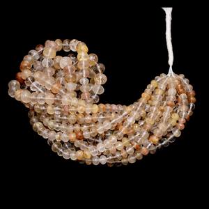 ลูกปัดควอตซ์รูไทล์สีทอง AAA+ ขนาด 6 มม.-11 มม. ทรงรอนเดลล์เจียระไน ลูกปัดพลอยรูไทล์สีทองธรรมชาติสำหรับทำเครื่องประดับ - Product Image 3