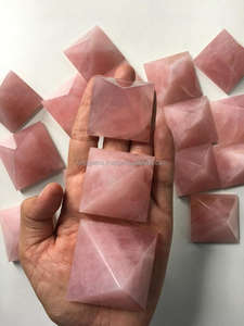 Pirámide de cuarzo rosa natural al por mayor piedra curativa semipreciosa tallada Reiki Feng Shui recuerdo mascota artesanía material de piedras preciosas - Product Image 3