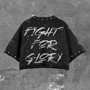 2025 nueva moda personalizada ácido lavado y estilo cuadrado completo DTG diseño impreso Rhinestone angustia conjunto para hombres conjuntos de camisetas - Product Image 2