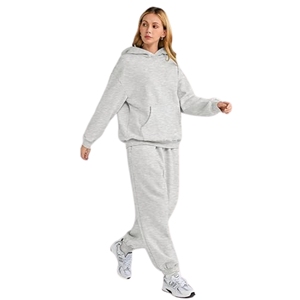 ชุดเสื้อนอกมีฮู้ด2ชิ้นโอเวอร์ไซส์ของผู้หญิงสำหรับใส่ในเลานจ์ฤดูหนาวผ้าทอแฟชั่นฤดูใบไม้ร่วงระบายอากาศได้ดี - Product Image 4