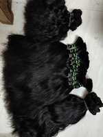 Jumlah besar 26 inci 100% bahan baku Remy India Virgin warna hitam alami bergelombang gaya kimia bebas jumlah besar rambut asli