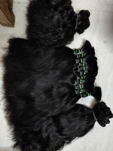 26 pulgadas a granel 100% virgen indio Remy materia prima Color negro Natural estilo ondulado cabello humano a granel sin químicos - Product Image 2