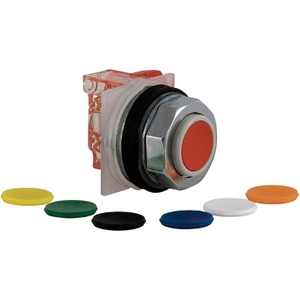 Pulsante a pressione in metallo SCHNEIDER ELECTRIC Harmony 9001K, 7 colori a scelta, 30mm, ritorno a molla, 1 interruttore CO - Product Image 1