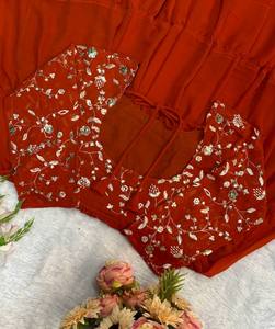 Último traje de mujer bordado Anarkali indio Ethereal Georgette Stone Work para fiesta y ocasiones especiales para adultos - Product Image 6