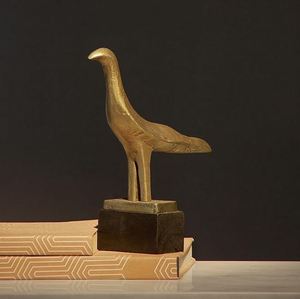 AK Brass Monroe Bird <b>Statue</b> Metal Tabletop Sculpture in <b>Gold</b> Finished & Brown Base Unique Showpiece For Hotel Decor / Home Decor - Product Image 3