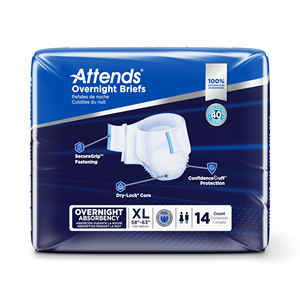 Pañales para Adultos Attends Overnight Briefs con Absorbencia Nocturna XL para Incontinencia Urinaria, para Exportación - Product Image 1