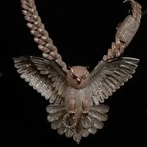 Collier pendentif vintage hip-hop de luxe pour homme en argent sterling avec croix, personnalisable, serti de moissanite - Product Image 5