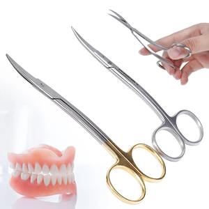 Tijeras Quirúrgicas Dentales de 1 Pieza, Tijeras de Tejido de Acero Inoxidable de Doble Curvatura con Punta Curva, Fórceps, Herramientas Quirúrgicas para Implantes Dentales - Product Image 1