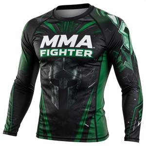 Camiseta de compresión de manga larga para luchador de MMA, con estampado por sublimación, de secado rápido, para entrenamiento masculino. - Product Image 4