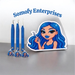 Somofy Enterprises <b>Custom</b> Made <b>Doll</b> Design Tile Eyelash Extension Tweezers Charms Stainless Steel Logo Packing Mink Sustainable - Product Image 4