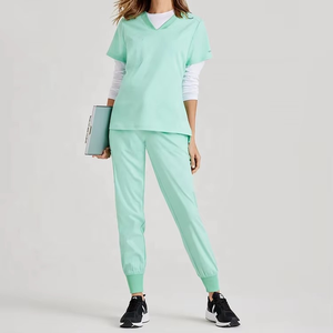 Ensembles d'uniformes d'infirmières en vente en gros Fit Jogger Uniformes d'hôpital Femme Col en V T Jogger Scrubs avec logo Costumes de gommage médical - Product Image 6