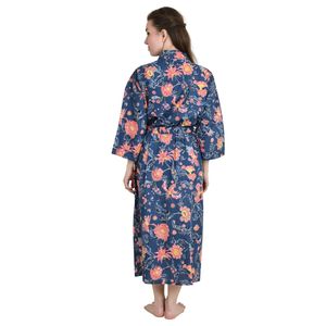 Handblock-<b>Kimono</b> Pure Cotton Blumenmuster Cardigan Boho <b>Beach</b> Cover-Up for Spring and Summer Mode Swimwear Cover Ups - Product Image 5