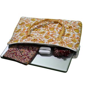 Handmade Durable Quilted Cotton <b>Laptop</b> Sleeve Lightweight Padded <b>Cover</b> <b>for</b> Daily Use Business Vintage Waterproof Luxury Fits - Product Image 4