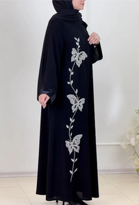 Saudi <b>Girls</b> Modest <b>Abaya</b> Design with Beautiful Stones and Katdana Beads Hand Work Ideal for Wedding Eid and Special Occasions - Product Image 4