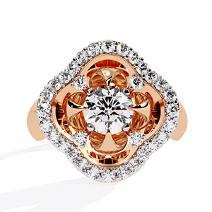 Exquisito Anillo de Diamante Cultivado en Laboratorio de Oro de 14K/18K, 0.85 Quilates, Corte Brillante, Halo Floral, Claridad VVS EF, Certificado IGI, Hecho a Mano - Product Image 3