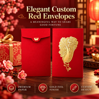 Enveloppe Rouge Personnalisée pour Argent, Emballage Cadeau en Papier Gaufré à Chaud Doré, pour le Nouvel An Chinois, Mariages, Festivals, OEM ODM