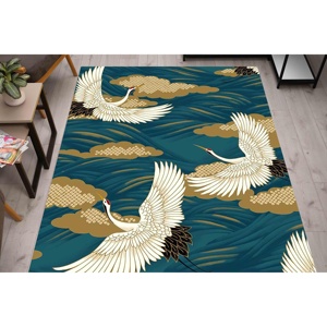 Tapis Crane Japonais : Style Salon, Tapis de Couloir Fin, Tapis en Chenille - Product Image 1