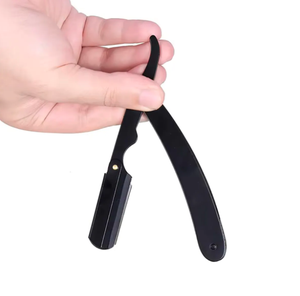 Afeitadora de peluquero plegable de acero inoxidable para cejas y barba, herramienta de cuchillo, maquinilla de afeitar de borde recto de peluquero profesional de ANAAIF - Product Image 2