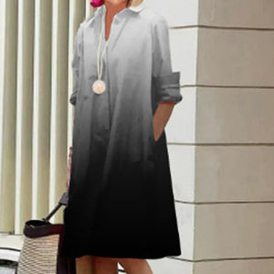 منتج خريفي أنيق وعصري جديد رقصة البولكا دوت ، فستان متوسط الطول بأكمام طويلة وياقة - Product Image 2