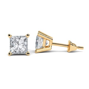 Boucles d'oreilles Lucida en diamant taille princesse 0,40 ct, diamant de laboratoire, ensemble alliance en platine - Product Image 3
