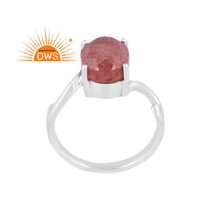 Best Quality <b>Oxidized</b> 925 Sterling Silver Strawberry Quartz Gemstone Oval Design Stackable Ring Custom Jewelry Manufacturer - Product Image 1