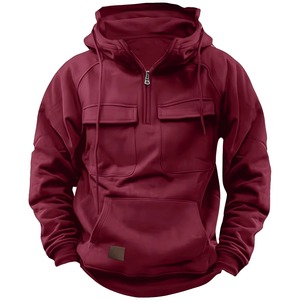 Cargo Hoodies pour Hommes Sweat Quarter Zip Cargo Pull Hoodies Workout Gym Hommes Mode Outdoor Hoodie - Product Image 4