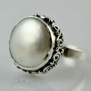 925 Sterling <b>Silver</b> Coin Pearl <b>Ring</b> Handmade Boho <b>Statement</b> Promise for Women Freshwater June Birthstone Jewelry - Product Image 2
