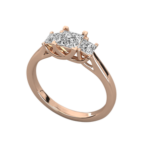 แหวนแต่งงานสีเหลืองทองสำหรับคู่รักแหวนเพชรแบบคลาสสิกได้รับการรับรองการออกแบบตามสั่งในแล็บทำจากเจ้าหญิงเพชรหรูหรา - Product Image 1