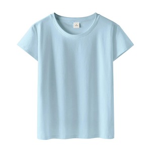 T-shirts à manches courtes 100 % coton pour femmes, respirants, tricotés, teints unis, impression par décoloration, logo personnalisé, 200g – Vente en gros - Product Image 3