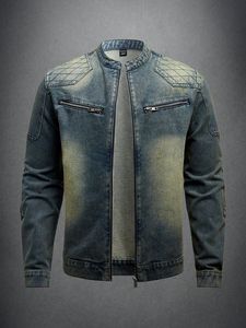 <b>Men's</b> Washed <b>Denim</b> Hoodie <b>Jacket</b> Contrast Sleeve Button Front Pockets Casual Streetwear for Autumn - Product Image 6