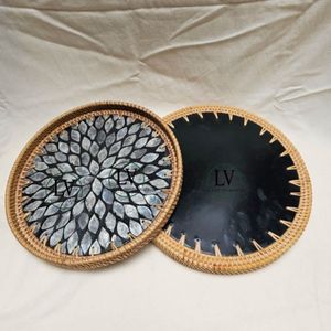 Available Rattan MOP Serving <b>Tray</b> Round Shape for Table Wares and Kitchen Wares Wholesale Handcrafted From Vietnam Factory - Product Image 3
