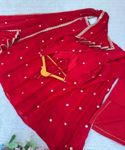 DESIGNER FENDY SATIN RAMBO SEQUENCE EMBROIDERY COTTON LUXURY KURTI BOTTOM DUPATTA WEDDING WEAR WHOLESALE PRICE ETHNIC GARMENT - Product Image 2