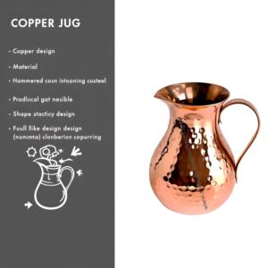 Pichet en cuivre martelé artisanal avec poignée incurvée élégante pichet en métal décor rustique et moderne pour boire - Product Image 4