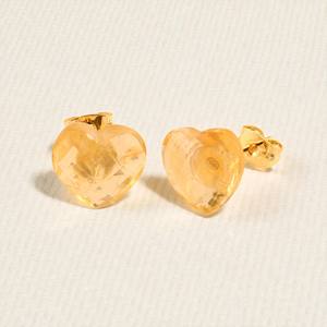 Elegant Heart Shaped Stud Earrings for Women Citrine Quartz Faceted <b>Stone</b> Gold Plated Fashion Moissanite Jewelry Gift for Her - Product Image 1