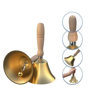 Ensemble de 2 cloches à main en laiton doré et argenté de qualité supérieure avec manche en bois noir - Product Image 2