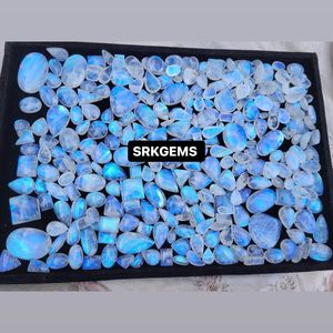 Cabinas Rainbow ovaladas Moonstone de calidad AAA, paquete de 8 piezas. Código de cabujones de buena calidad AAAA, cabujón de piedra lunar - Product Image 1