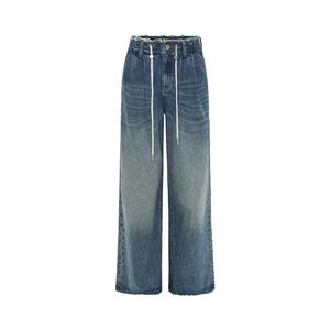Vente flash Jeans baggy surdimensionnés pour femmes à taille haute personnalisés en denim bleu délavé Mode décontractée Jeans amples à vendre - Product Image 2