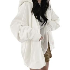 Chaqueta cárdigan con cremallera de primavera y otoño para mujer, Sudadera con capucha, logotipo frontal bordado de ajuste holgado para comercio electrónico transfronterizo - Product Image 5