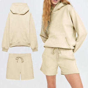 Conjunto de sudadera con capucha y pantalones cortos para mujer de la mejor calidad, de algodón 100% Material, ligero, secado rápido, Impresión de logotipo personalizada, servicio OEM - Product Image 5