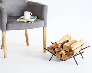 Soporte de almacenamiento de troncos de hierro sólido de color negro en forma redonda hecha a mano, perfecto para accesorios de estante de troncos para interiores y exteriores - Product Image 2