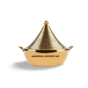 Gold Finished Stainless Steel Classic Hotpot Multi-functional Eco-Friendly Handmade Casserole Shape Tableware Fancy Metal <b>Food</b> - Product Image 1