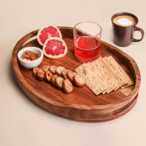Vente chaude plateau de service en bois durable ovale en forme de plateaux en bois d'artisanat naturel de la plus haute qualité - Product Image 4