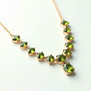 Collar de Plata de Ley 925 con Baño de Oro de 18 Quilates y Piedra Preciosa Verde Hidro para Mujer, Ideal para Fiestas - Product Image 2