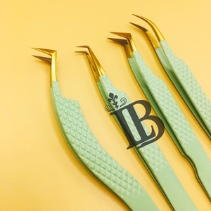 Pinces à cils de haute qualité, pinces à extensions de cils en vison, acier inoxydable, logo personnalisé, offre de pointe fine, poignée lisse, pointe dorée - Product Image 5