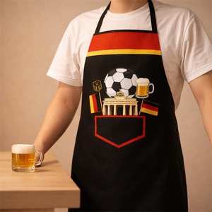 Germany Football Fan Themed Waterproof Custom Polyester <b>Apron</b> With Flag Print Design Bulk Wholesale Kitchen Cooking <b>Apron</b> - Product Image 1