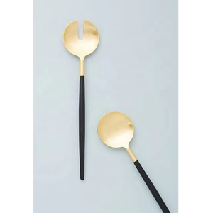 Juego de cubiertos personalizados de acero inoxidable, latón, cobre, servidor de ensalada, herramientas de cocina para servir con espátula, Material metálico - Product Image 2