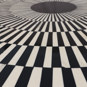 Table basse blanche moderne de luxe faite à la main meubles contemporains minimalistes bande d'incrustation d'os à hauteur réglable pour le salon - Product Image 4