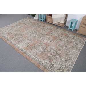 Tapis turc vintage, tapis de 5,7 x 8,9 pieds, tapis brun avec bordure blanche - Product Image 2