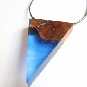 Fashion Solid Wood Resin <b>Jewelry</b> <b>Handmade</b> Woven Rope Fashion Pendent Straight bar Wood Resin Necklace - Product Image 1