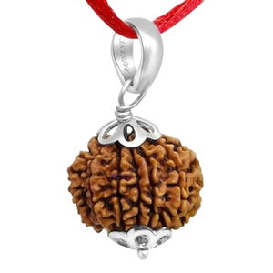 Colgante Rudraksha Nepalí de 11 Mukhi, Plata 925, 100% Original y Certificado con Corte Esmeralda y Dije de Coral de Once Caras - Product Image 1